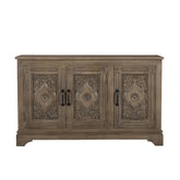 Indian Handmade Solid Wood 3 Door Carved Sideboard
